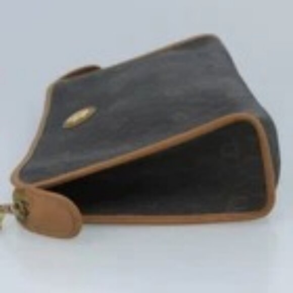 Christian Dior Honeycomb Canvas Clutch Bag PVC Leather Black Gold Auth 111627 - Picture 8 of 15